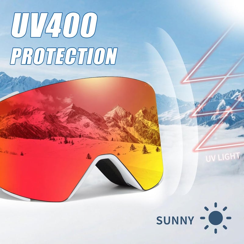 MXJ Gear Ski Goggles OTG for Women Men Adult Youth,YH693C Magnetic Snowboard Goggles,Winter Snow Goggles for Skiing Skating - Image 5